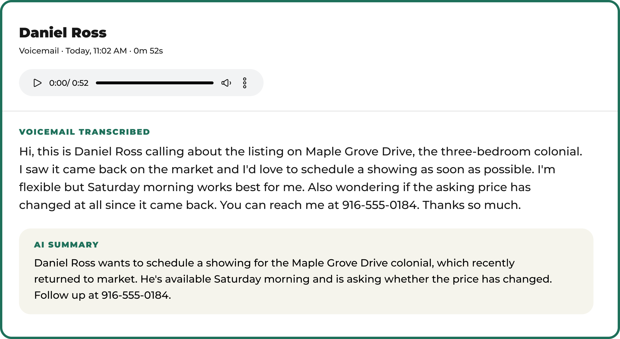 Voicemail with automatic transcription